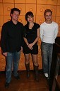 Marko Kolbl, lastnik radia postaja Center, Nina, pevka in Sebastijan Matul, moderator Radia Center
