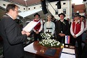Franc Zdolšek, župan občine Laško, Klavdija Dernovšek, nevesta in Andrej Kozmus, ženin s pričama