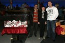 Dina Košir, vodja marketinga v Bowling centru Strike ter Kosta Turner in Ivan Vinko, solastnika Bowling centra Strike    
 
