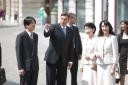 Akišino, Japonski princ; Borut Pahor, predsednik Republike Slovenije; Kiko, Japonska princesa; Tanja Pečar