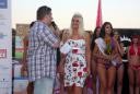 Filip Kocijančič, novinar in voditelj prireditve; Tanja Savanovič, Miss bikini 2012