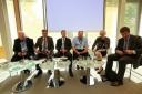 Prof. dr. Marko Jaklič, Ekonomska fakulteta Ljubljana; dr. Mircea Mihaescu, Banka Sberbank; Željko Puljić, direktor Iskratel; Peter Venturini, Helios; Iztok Lesjak, generalni direktor Tehnološki park Ljubljana; Rebeka Koncilja Žgalin, direktorica Centra odličnosti za biosenzoriko, instrumentacijo in procesno kontrolo; Matej Kovač, C&G d.o.o.