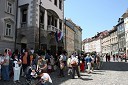 Prizorišče predaje štafetne palice pred Mestno hišo v Ljubljani