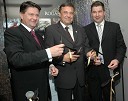 Leo Ivanjko, direktor sklada Julius, ki je lastnik Steklarne Rogaška, Zoran Jankovič, župan Ljubljane in Robert Ličen, predsednik uprave Steklarne Rogaška d.d.