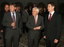 Geza Vogrinčič, Milan Kučan, nekdanji predsednik Slovenije in Borut Meh, direktor Mure