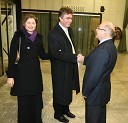 Dr. Milan Zver, minister za šolstvo in šport s spremljevalko Andrejo Valič in Mitja Rotovnik, direktor Cankarjevega doma