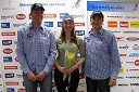 Klemen Bergant, vodja ženske reprezentance, Tina Maze, smučarka in Rasto Ažnoh, športni direktor alpskih disciplin