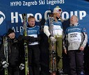 Finalisti tekme smučarskih legend: Ingemar Stenmark, Bojan Križaj, Urška Hrovat, zmagovalka in Andreas Wenzel