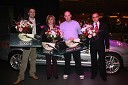 Jernej Šimek, dobitnik druge nagrade, Andreja Rajter, dobitnica tretje nagrade, Boštjan Doberšek, dobitnik prve nagrade- Jaguarja X-Type in Gregor Jeza, predsednik uprave Hit Šentilj d.d.
