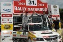 Peter Zorenč, sovoznik in Tomaž Kaučič, voznik relija, drugouvrčena na 31. Rallyju Saturnus in zmagovalca v slovenski razvrstitvi relija (Mitsubishi Lancer EVO IX)