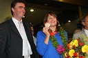 dr. Milan Zver, minister za šolstvo in šport in Sara Isakovič, dobitnica srebrne olimpijske medalje v plavanju