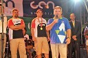 Vladimir Kevo, trener Primoža Kozmusa, Primož Kozmus, olimpijski prvak v metu kladiva in Andrej Vizjak, minister za gospodarstvo