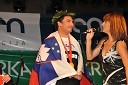 Primož Kozmus, olimpijski prvak v metu kladiva in Jasna Kuljaj, voditeljica