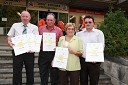 Štefan Kepe, Ladislav Gal, Magdalena Paušič in Jožef Hančik, nagrajeni vinogradniki