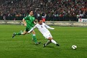 Strel Zlatana Ljubijankiča, slovenskega nogometaša za drugi gol Slovenije