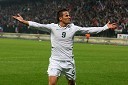 Veselje Zlatana Ljubijankiča, slovenskega nogometaša, ob drugem zadetku
