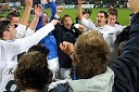 Veselje slovenskih nogometašev ob zmagi