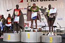 Ibrahim Limo (Kenija), drugouvrščeni na Ljubljanskem maratonu, Amare Mulu (Etiopija), zmagovalec in Peter Kwalia (Kenija), tretjeuvrščeni