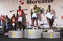 Ibrahim Limo (Kenija), drugouvrščeni na Ljubljanskem maratonu, Amare Mulu (Etiopija), zmagovalec in Peter Kwalia (Kenija), tretjeuvrščeni