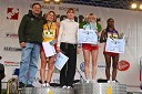 Zoran Jankovič, župan Ljubljane, Kajsa Berg (Švedska), četrtouvrščena, Nadezda Trilinskaya (Rusija), drugouvrščena, Tatyana Mesentseva (Ukrajina), zmagovalka Ljubljanskega maratona in Zebenay Gebre (Etiopija), tretjeuvrščena